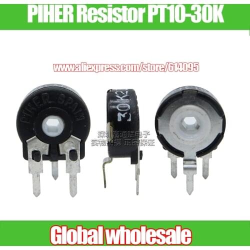 15pcs Spain PIHER Adjustable Resistor PT10-30K / Vertical Hex Hole Potentiometer