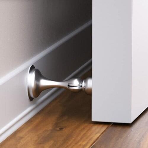 2 PCS Stainless Steel Door Stoppers Magnetic Door Stop No Drill Doorstop With Self Adhesive Tape Screws Wall&Floor Mount