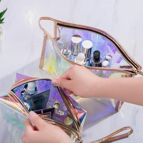 2020 Ladies laser cosmetic bag transparent TPU female storage bag waterproof cosmetic bag fashion portable travel female bag
