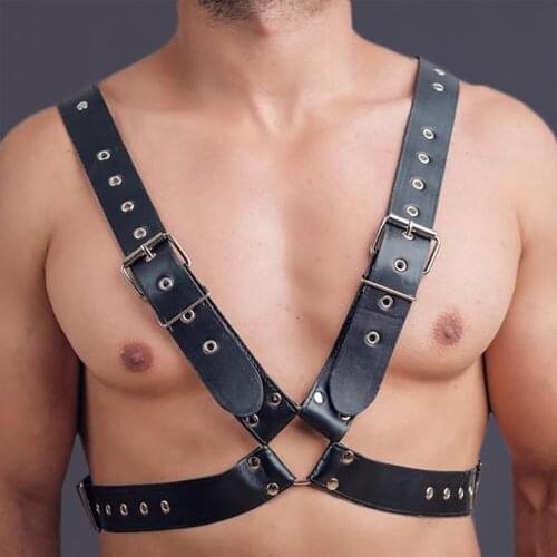 2021 New Arrival Leather Lingerie Harness Men Adjustable Gay Clothing Sexual Body Chest Harness Belt Strap Punk Rave Costumes