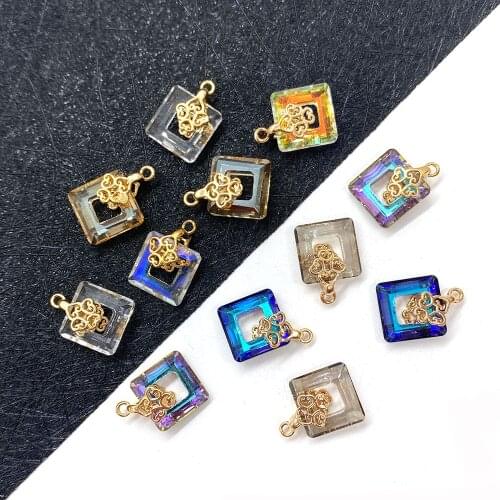 5pcs/bag Exquisite Square Natural Crystal Pendant 7x7mm DIY Handmade Jewelry Accessories Ladies Jewelry