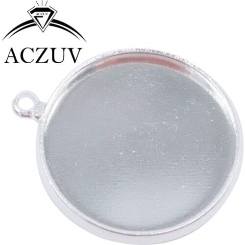 500pcs Silver Color 10mm 12mm 14mm 16mm 18mm 20mm 25mm Round Bezel Pendant Blanks Glass Cabochon Base Jewelry Setting BPPK002