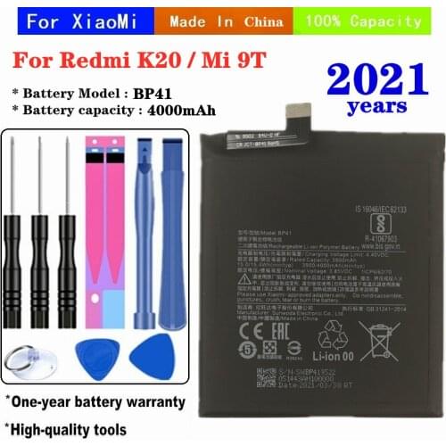 2021 BP41 Battery For Xiaomi Redmi K20 / Mi 9T Phone Battery 4000mAh High Quality Batterie Bateria Batterij Accumulator + Tools
