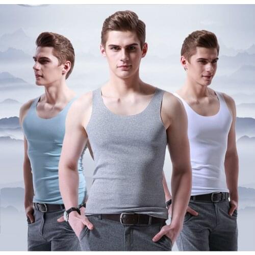Summer Pure Color Men Ice Silk Seamless Vest Skin-friendly High Elasticity Breathable Round Collar Sports Tank Tops