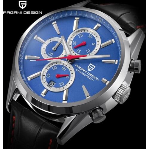 PAGANI DESIGN Men Fashion Blue Dial Chronograph Quartz Watch Men Sport Business Watches Stainless Steel Luxyry watches saat