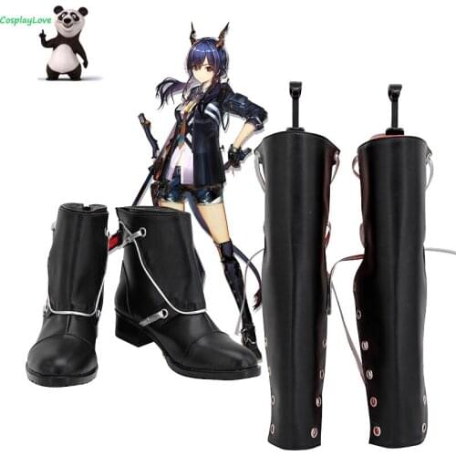 Arknights Chen Black Shoes Cosplay Long Boots Leather Custom Made For Party Christmas Halloween