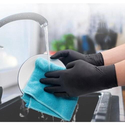 Black Gloves Disposable Latex Free Powder-Free Exam Glove Size Small Medium Large X-Large Nitrile Vinyl Synthetic Hand S M XL