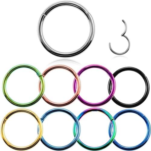 10Pcs/lot G23 Titanium Hinged Segment Septum Ring Piercing Nose Ring Hoop Septum Clicker Cartilage Earrings Piercing Body Jewelr