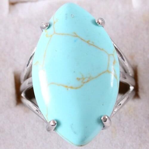 Finger Ring Natural Stone Olive CAB Cabochon Bead Green Howlite Adjustable Ring For Women Men Z365