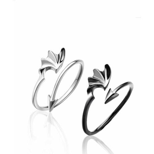 Angel Wings Ring For Couples Women Men Goth Black White Adjustable Punk Rock Vintage Demon Dragon Wing Ring For Lovers Him Her