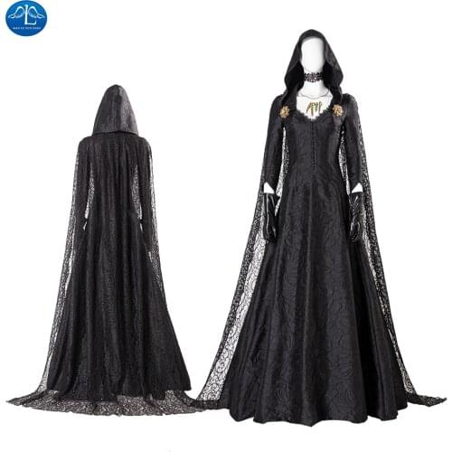 Game Resident Village Cosplay Bela Cassandra Daniela Cosplay Costume Vampire Dress Women Medieval Madam Cloak Necklace
