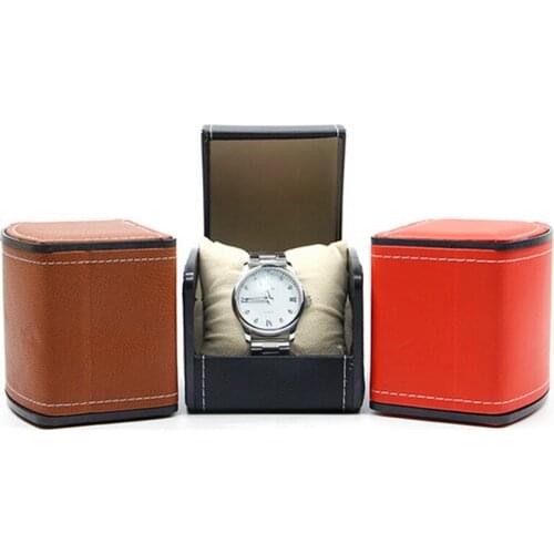 Hot fashion Luxury PU Leather Watch Box 10*9*8cm Red/Black/Brown Flip Watch Display Box Watch Storage Box Factory Direct Sales