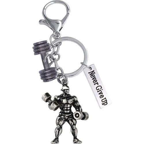 Fashion plating antique metal fitness model pendant pendant key ring GO FIT gym club lovers mens gift key chain dropship