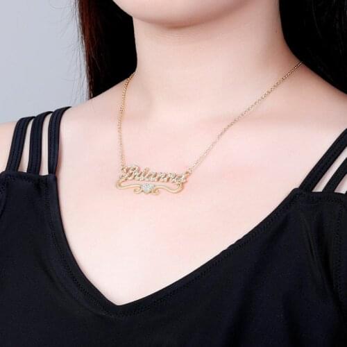 Personalized Customization Fashion Trend Stainless Steel Name Necklace Love Heart Necklace Pendant Couple Holiday Gift Jewelry