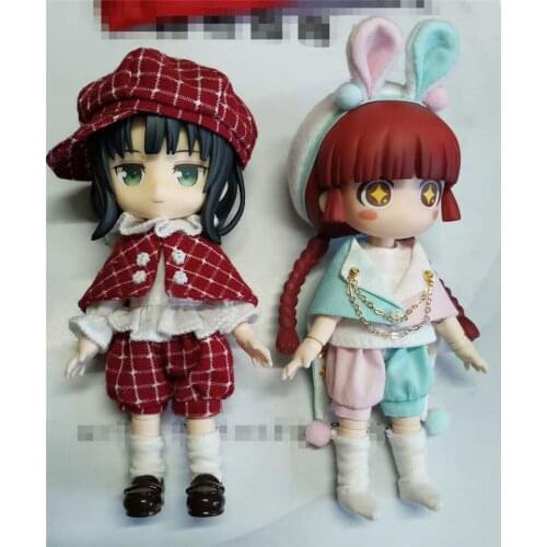 Ob11 baby clothes sister clothes confused baby clothes Ob11 doll clothes suit Hat +pant+ short sleeves+socks+ cape doll accesory