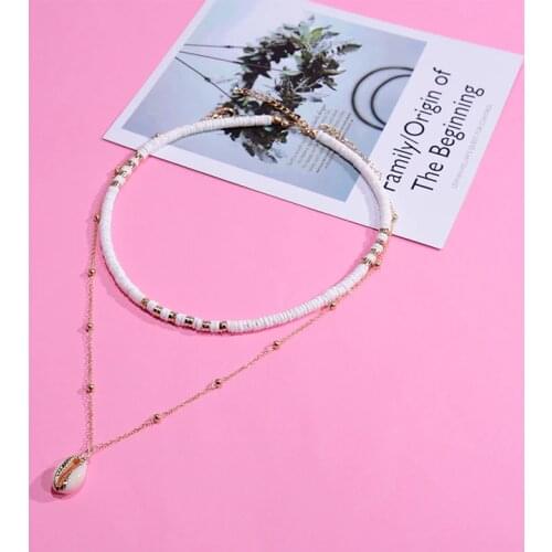 2Pcs/Lot Natural Shell Choker Pendant Necklace for Women Fashion Cowrie Gold Plated Chain Vintage Aesthetic Collares De Moda