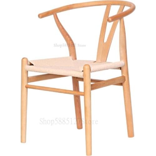 Nordic Simple Modern Dining Chair Leisure Armrest Back Home Wooden Chair Chinese Rattan Study Circle Chair