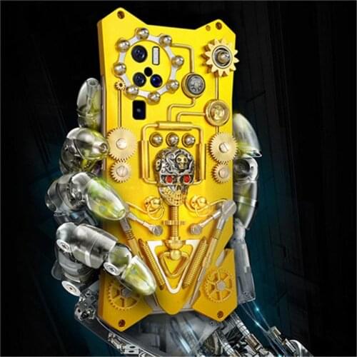 Shockproof Diy Gear Skull Metal Phone Case For Vivo X50 Pro+ Case Gold Heavy Duty Protection Cover Coque For Vivo X50 Pro+ Funda