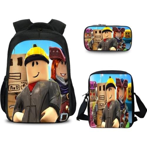 ROBLOXs Backpack Kid Children Student Student School Bag Unisex Pencilcase Travel Kindergarten Cartoon Bag Three-piece Suit Gift