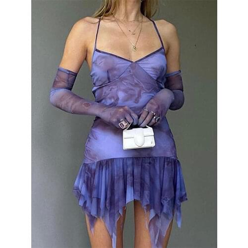 2021 Fashion Printed Mesh Sheer Maxi Dress Women Long Sleeve Bodycon Dress Summer Autumn Beach Sexy Club Dresses Female