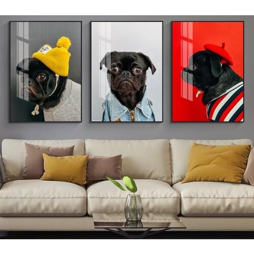 Modern Cute Animal Posters and Prints Art Abstract Dog Canvas Painting Nordic Wall Art Pictures for Nursery Baby Room Decoration