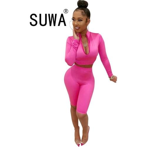 Sport tracksuit women two piece lounge maching sets long sleeve slim top t-shirt + knee length pants sweat suit casual street