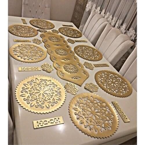 TOPKAPI - Ottoman Motifs Table Runner Dinner Set (4/6/7/8/10/12 Persons) - Wedding Table Set - Camino de Mesa