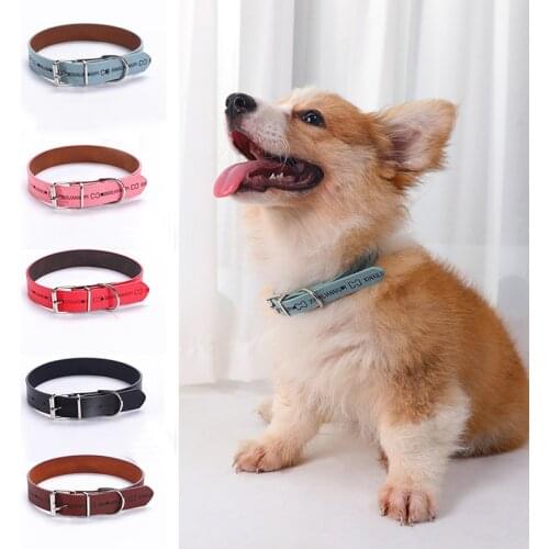Comfortable Dog Collar Personalized Leather Pet Accessories Small Large Dogs Collar For Cat Puppy Chihuahua Pomeranian Beagle