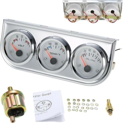52MM 3 In 1 Volt meter+water temp gauge+Oil Pressure Gauge Kit Triple Gauges for Auto Water Temp Gauges