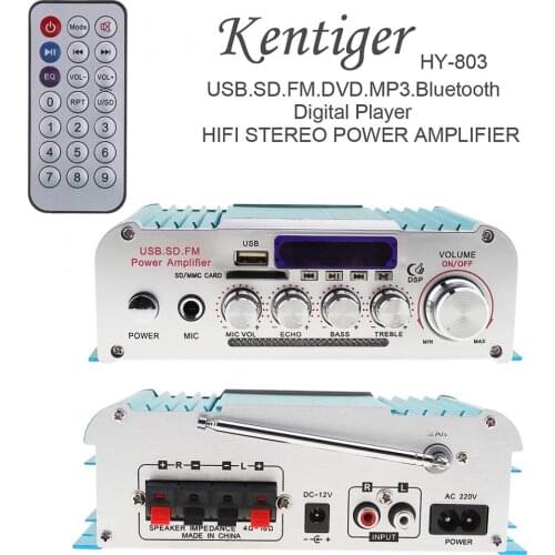 Universal DC12V/AC220V/AC110V 2CH HI-FI Bluetooth Car Audio Amplifier FM Radio Player Support SD/USB/DVD/for Car Motorcycle Home