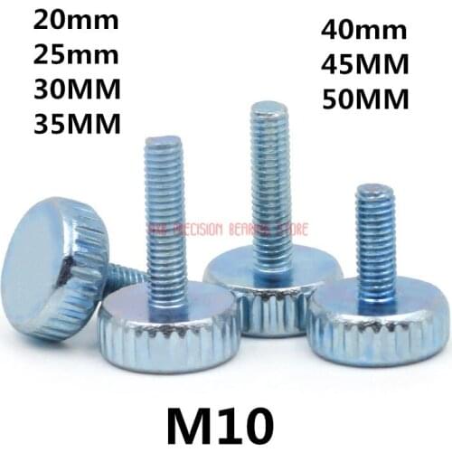 2Pcs DIN653 GB835 M10*(20/25/30/35/40/45/50)mm Knurling Flat Head Knurled Thumb Screw Hand Tighten Computer Screws