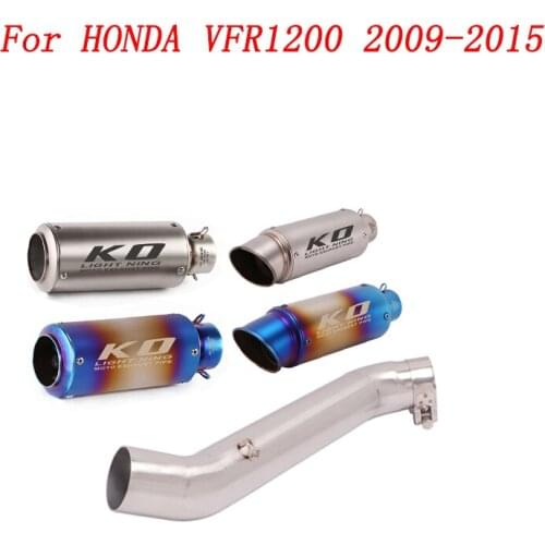 Slip On Motorcycle Exhaust Middle Link Tube And 51mm Vent Pipe Stainless Steel Exhaust System For HONDA VFR1200 2009-2015