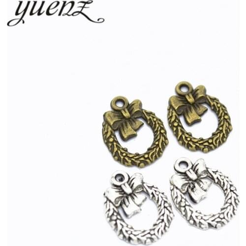 YuenZ 30pcs 3 Colors Zinc Alloy Antique Bronze Circle & Christmas flower Jump Rings Charms Pendants Jewelry Findings N141