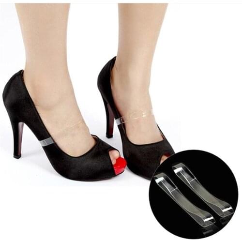 2pcs Women Shoelaces High Heels Elastic Silicone Transparent Shoelace Straps Holding Loose Ankle Band Lace Anti-skid Shoes Acces