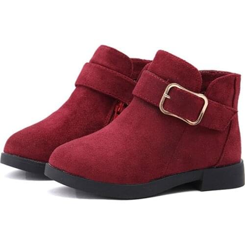 Teens Girls Winter Short Ankle Boots For Girls School Khaki Wine Red Suede Leather Martin Boots 5 6 7 8 10 11 12 Years New 2020
