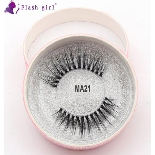 Flash Girl 1 Pair Natural False Eyelashes Makeup Tool 3D Mink Eyelashes Handmade Silk Full Strip Lashes Eyelash Packaging MA21