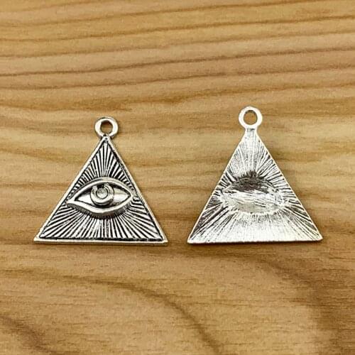 20 Pieces Egyptian All Seeing Eye Of Providence Pagan Symbol Triangle Silver Color Charms Pendant for Jewelry Making Accessories