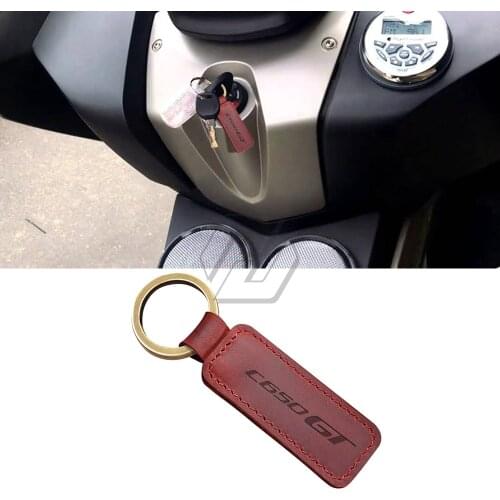 Motorcycle Keychain Cowhide Key Ring Case for BMW Scooter C650GT C650 GT Model