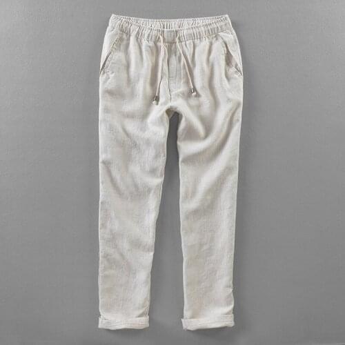 Suehaiwes brand linen pants men summer autumn men trousers long elastic waist pants mens casual fashion trousers mens 30-40size