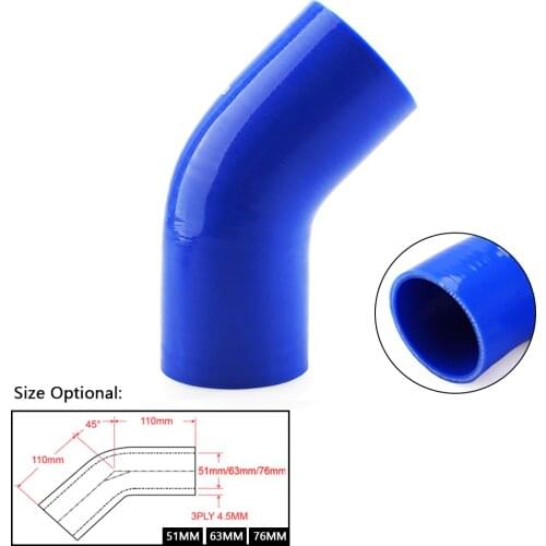 CNSPEED Universal 2.0" 2.5" 3" /51mm 63mm 76mm 45 Degree Elbow Silicone Hose Couple Hose For GOLF MK3 Ford focus mk1