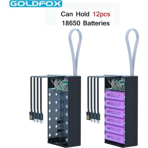 DIY 12*18650 Battery Storage Box with 4 Cable PD Fast Wireless Charger Power Bank Case 18650 battery Holder Charging Box Shell