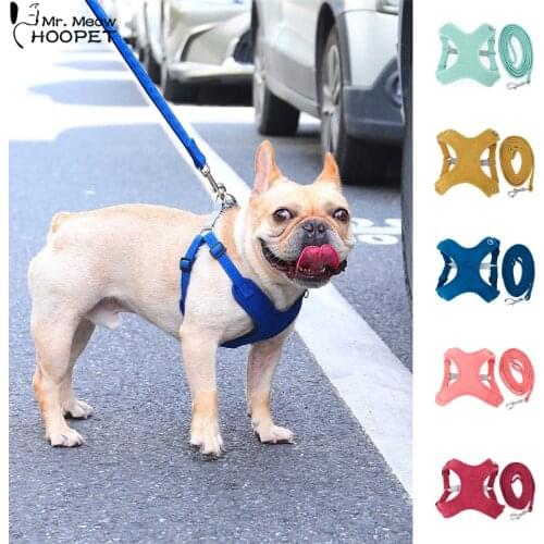 Hoopet Personalized Dog Harness Suede Breathable Adjustable Pet Harness Reflective Bulldog Corgi Walking Leash Harness Vest