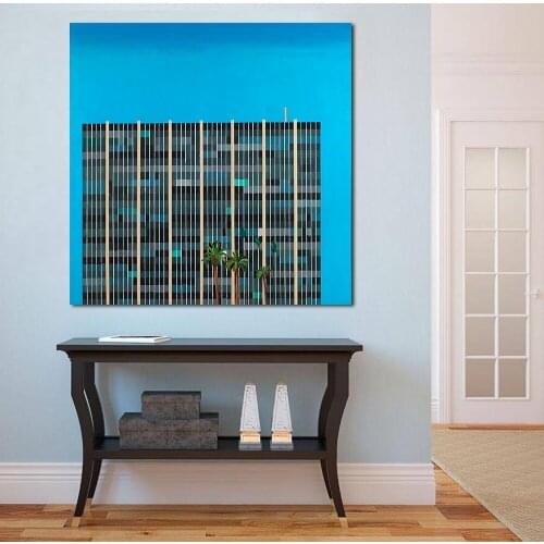 JQHYART David Hockney Building Savings Oil Painting Canvas Art Home Decor Wall Pictures For Living Room Modern No Frame