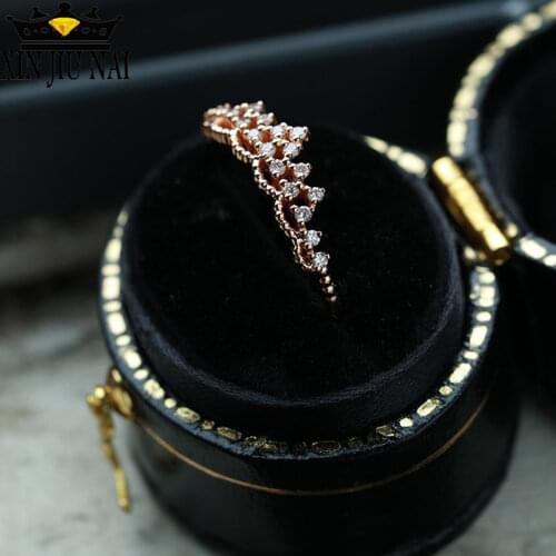 925anillos Silver Rose Gold Ring Crown Ring Ring Hand Jewelry Female Cubic Zirconia Gemstone Ruby Queen Victoria Diamond Rings