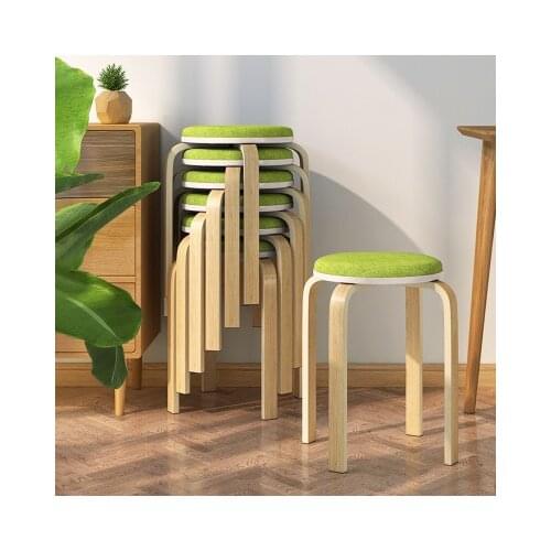 Teak Round Stool Household Bench Stool Solid Wood Dining Table Stool Fashion Simple Stool Adult Chair