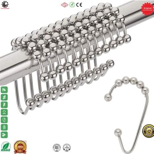304 Stainless Steel Shower Curtain Hooks,Shower Curtain Rings Hooks for Bathroom Shower Rods Curtains,Bathroom Accessories