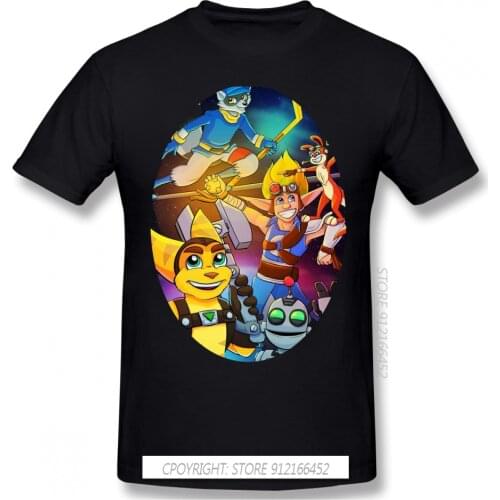 Men Ratchet Clank Quartu Gadgebots Game T-Shirt Funny Tops Stars Pure 100% Cotton Tee Harajuku TShirt