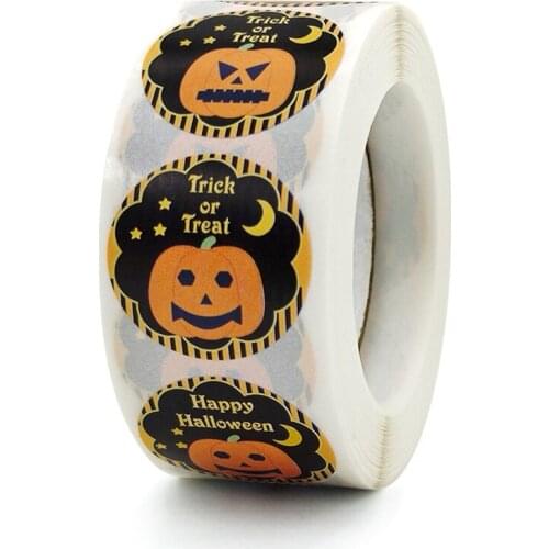 Halloween Sticker Sealing Label 8 Designs Cartoon Pumpkin Adhesive Sticker For Gift Packaging Handmade Envelope Bakery Crafts