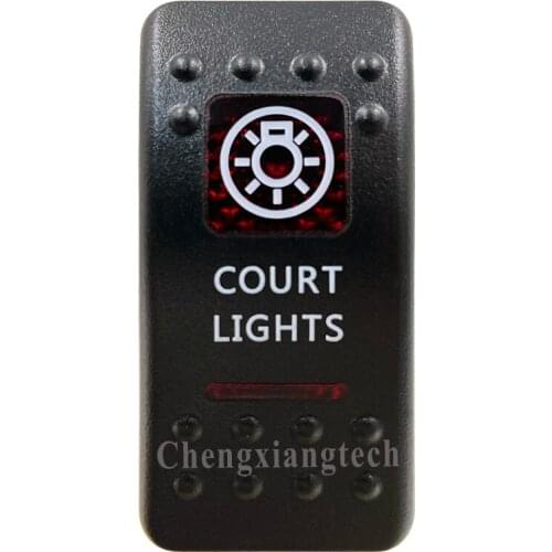 Printed Red Switch Cap-COURT LIGHTS- for Carling Arb Led Light Car Boat Bar Rocker Switch 12v 24v, Cover Only ! No Switch Base