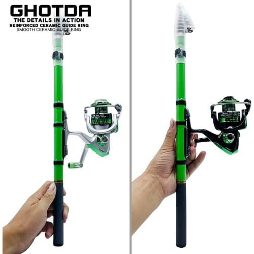 Portable Telescopic Rock Fishing Rod and Reel Combo Set Spinning Fishing Rod Pole Travel Ocean Beach Fishing
